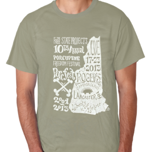 PorcFest X Green T-shirt with New Hampshire Silhouette